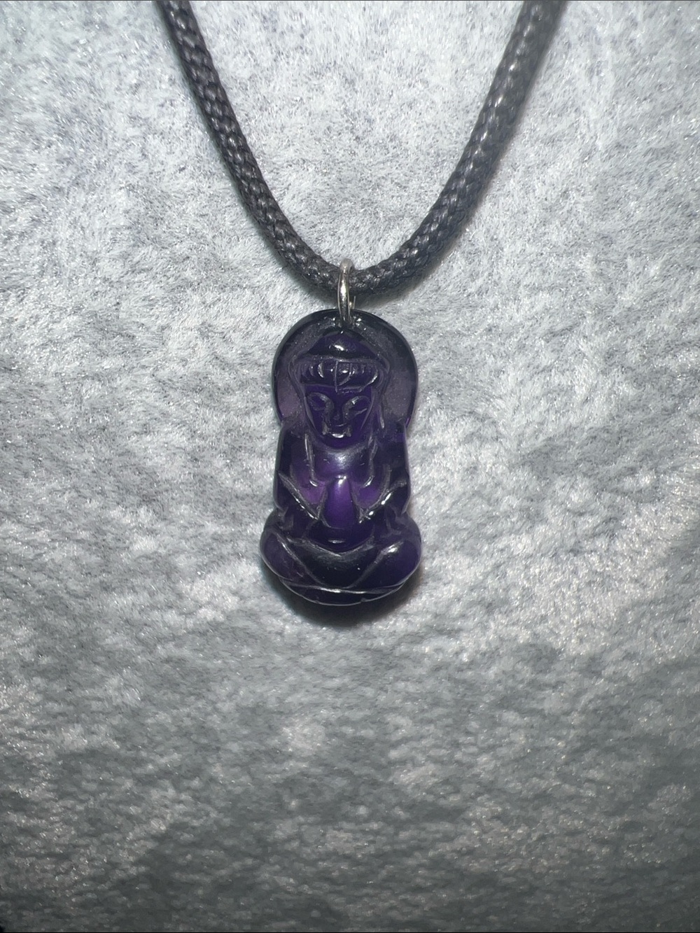 Carved amethyst Buddha Pendant Necklace for Women